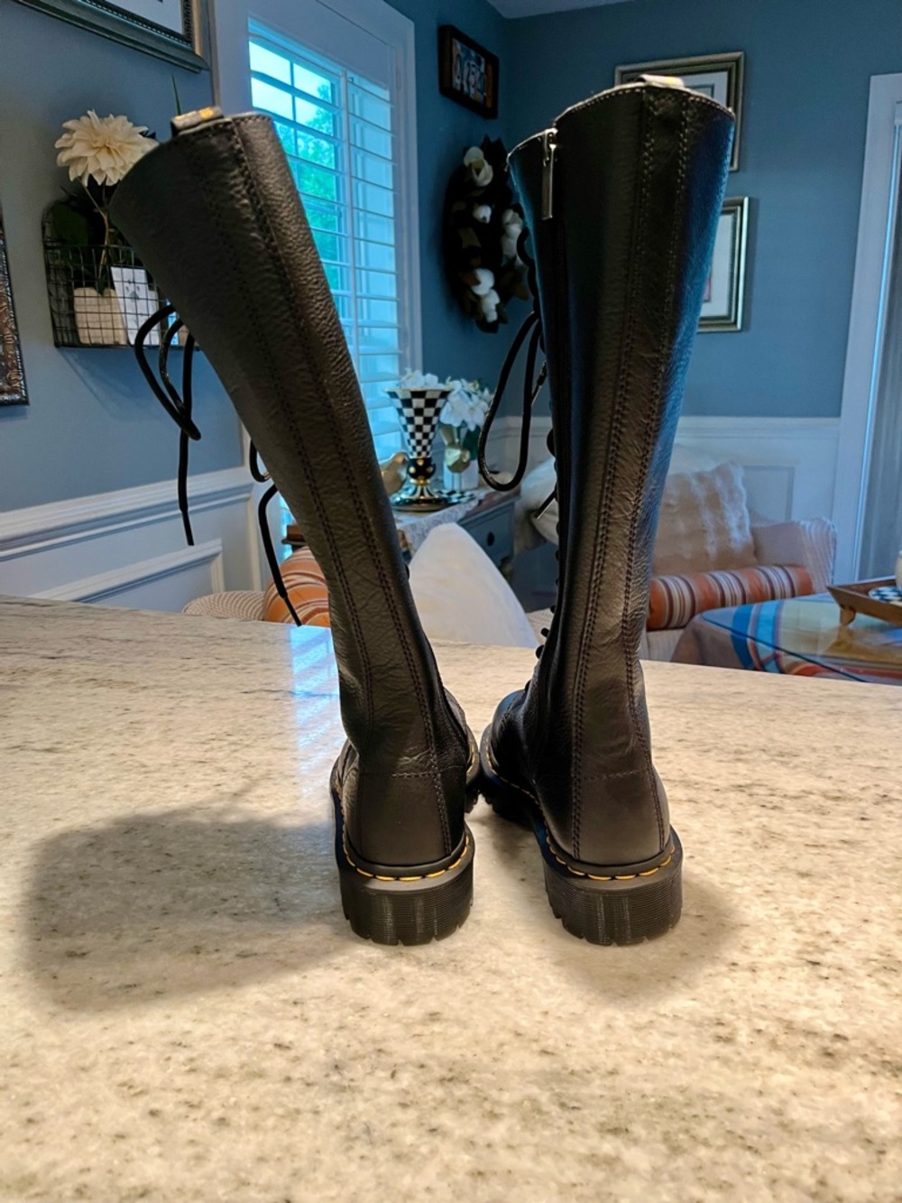 Dr. Martens Black Tall Lace-Up Boots with Side Zip 1B60 Bex Pisa NWOT - Picture 2 of 7